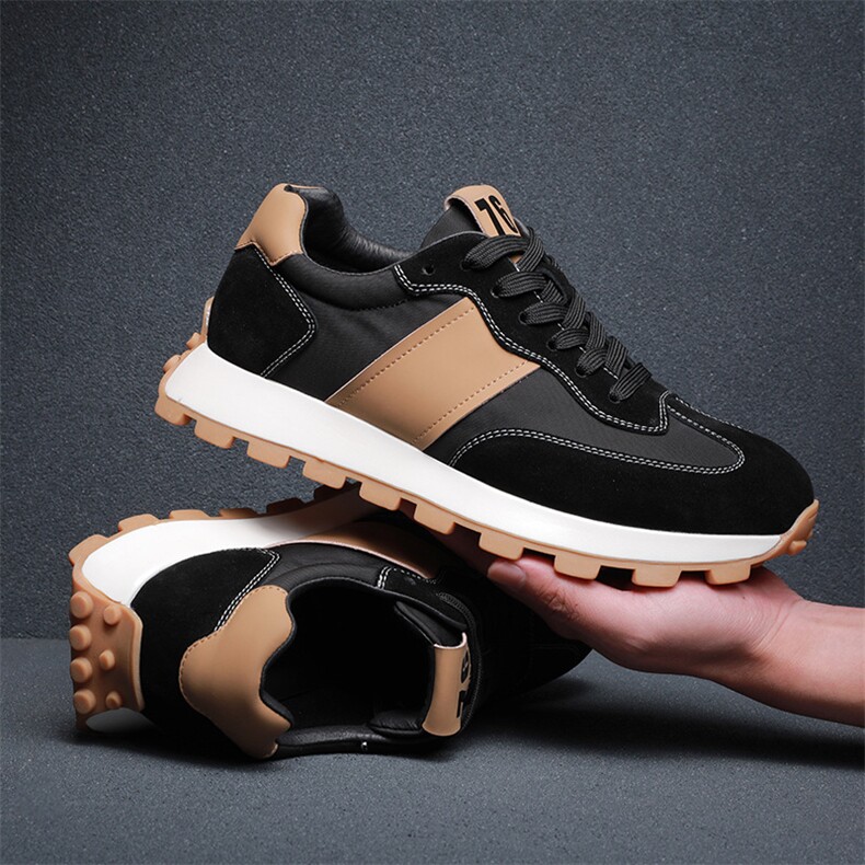 男鞋2023新款透气轻便百搭拼接阿甘鞋软底运动休闲真皮老爹鞋子潮，男鞋休闲鞋，电商A223