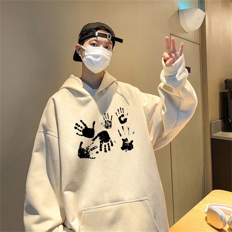 23/秋季360G麂皮绒印花宽松休闲连帽卫衣JWY3271P50控69,男装卫衣,电商B370