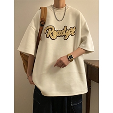 麂皮绒品质夏季新款短袖男生潮休闲宽松T恤JK23243-p35-控48，男装T恤，星座605(原A050)