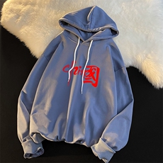 WY2199-P35加绒款-P40纯棉连帽卫衣男大码运动帽衫宽松薄外套男，男装卫衣，电商A040