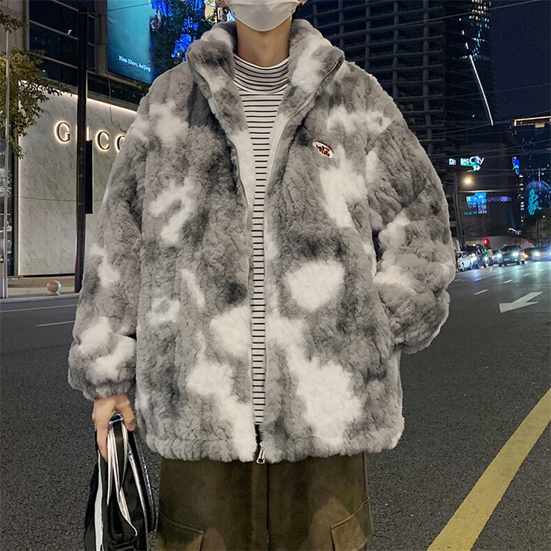 毛茸茸棉袄外套百搭宽松保暖设计感棉衣羊羔绒棉服男加绒加厚Y20,男装棉衣,星座201-2