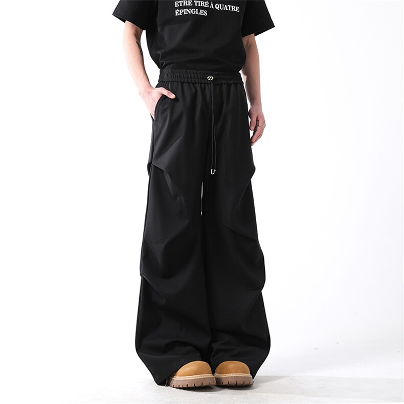 903- WK190 -特P55    S-XXL   【黑色】男女 褶皱西裤2图片