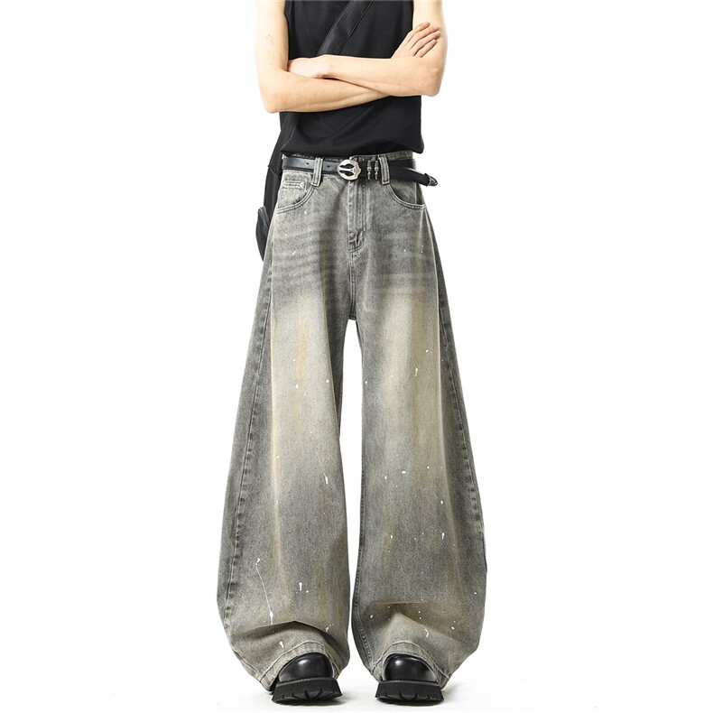 【现货】美式复古灰色喷漆弯刀牛仔裤4XZ502-K819-P65控89,男装牛仔裤,星座502