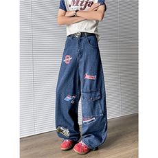 2025新款美式印花工装牛仔裤宽松复古百搭现货K8522-P45，男装牛仔裤，星座512-3