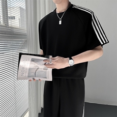 2024休闲套装夏季短袖T恤ins潮牌运动情侣两件套TZ43/P105控159，男装T恤，电商A243
