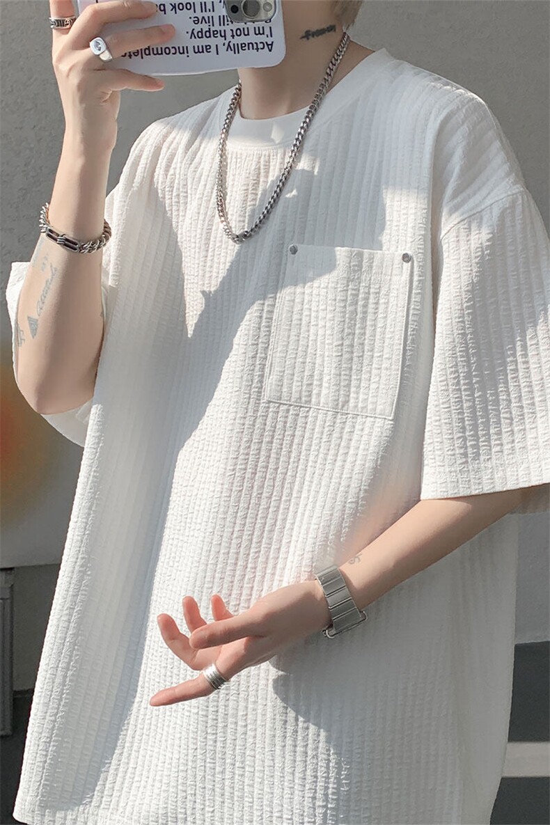 仓库现货T10138-特批35控68肌理感高品质圆领大码短袖T恤,男装T恤,电商A059