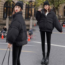 新品冬装2021面包服韩版时尚宽松短款女90%白鸭绒羽绒服外套，女装羽绒服，曼娅璐