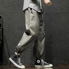 2021春季新日系瓷砖墙大码男抽绳束脚宽松九分裤休闲裤K2016-P35，男装休闲裤，电商A001