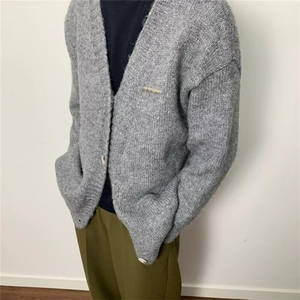 B03-P462025春新款男士毛衣针织开衫日系休闲v领系扣毛衫外套
