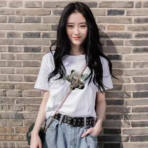 新款时尚可爱卡通小熊印花圆领短袖T恤图片