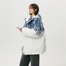 XZ-230-1MY705中性风简约轻奢百搭水墨扎染休闲连帽棉服P118控158，男装棉衣，星座230-1