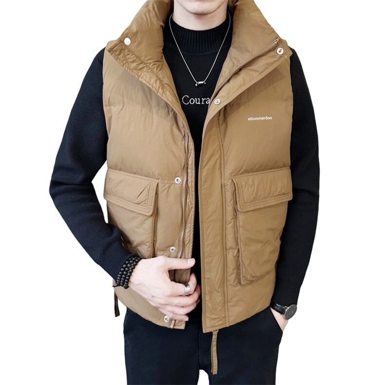 短款立领羽绒马夹男休闲日系面包服保暖外套马甲背心M6096-P130,男装背心/马甲,电商A239