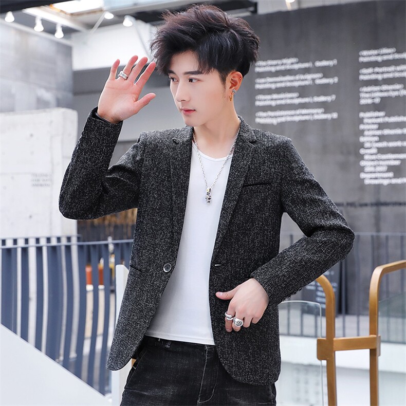 青年休闲西服男潮四季修身正装西装韩版帅气灰色男士外套，男装西服，星座509