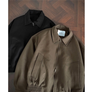 秋装新品 美式夹克棕色翻领短款外套男 H1149 特P75图片