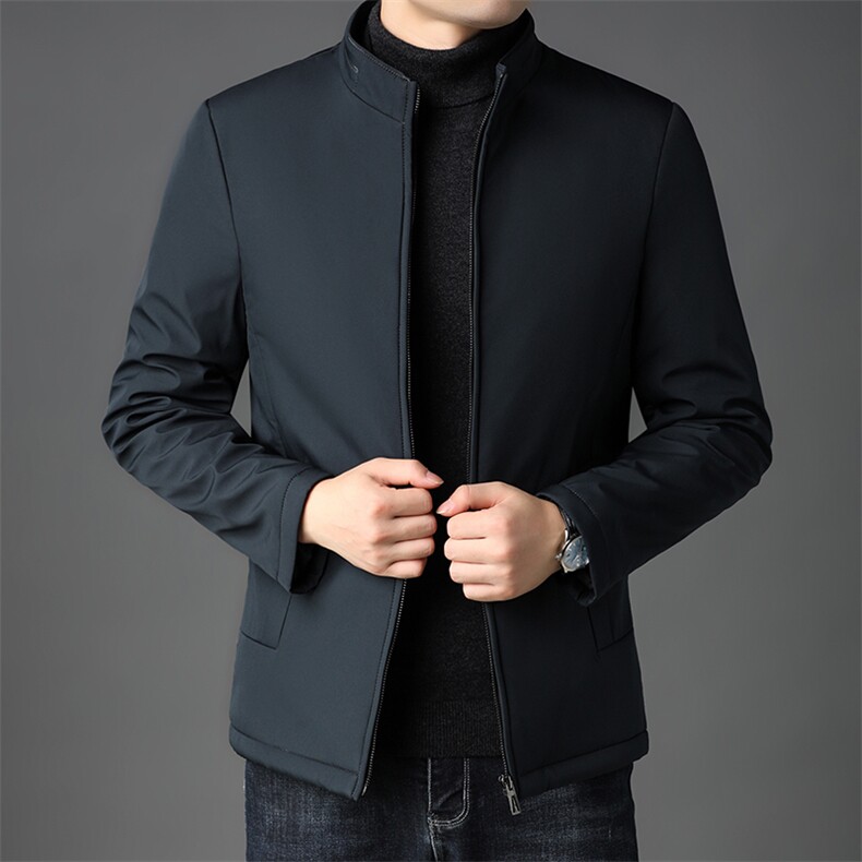 秋冬季纯色羽绒服中年商务休闲男士加厚外套新款立领免烫爸爸装,男装羽绒服,电商B212（原钱塘6029）