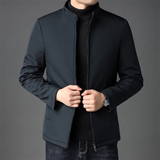 秋冬季纯色羽绒服中年商务休闲男士加厚外套新款立领免烫爸爸装，男装羽绒服，电商B212（原钱塘6029）