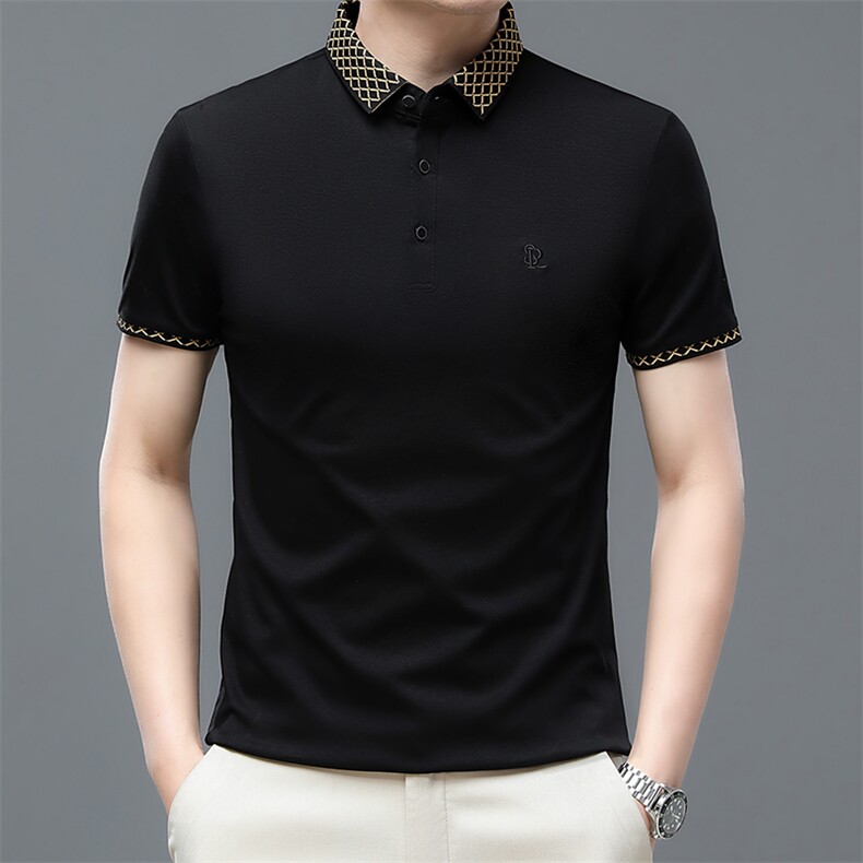 潮流商务男士POLO衫薄款纯色翻领短袖T恤男装夏装上衣ZL88070-P57图片