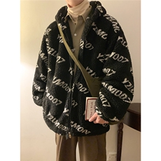 港风定制LOGO羊羔毛棉衣大码M-5XL连帽棉衣外套男78710P105控148，男装棉衣，星座226-2