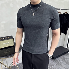 秋冬打底衫高弹亲肤面料纯色百搭修身半高领短袖T恤9222-p38，男装T恤，电商D303