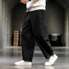秋季风棉麻长裤男宽松大码阔腿裤复古休闲裤QT6005，男装休闲裤，星座1112-5（原712-5）