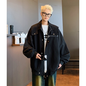 秋季新款港风美式vibe潮牌宽松翻领夹克男 XZ213-JKMM01-P88控108图片
