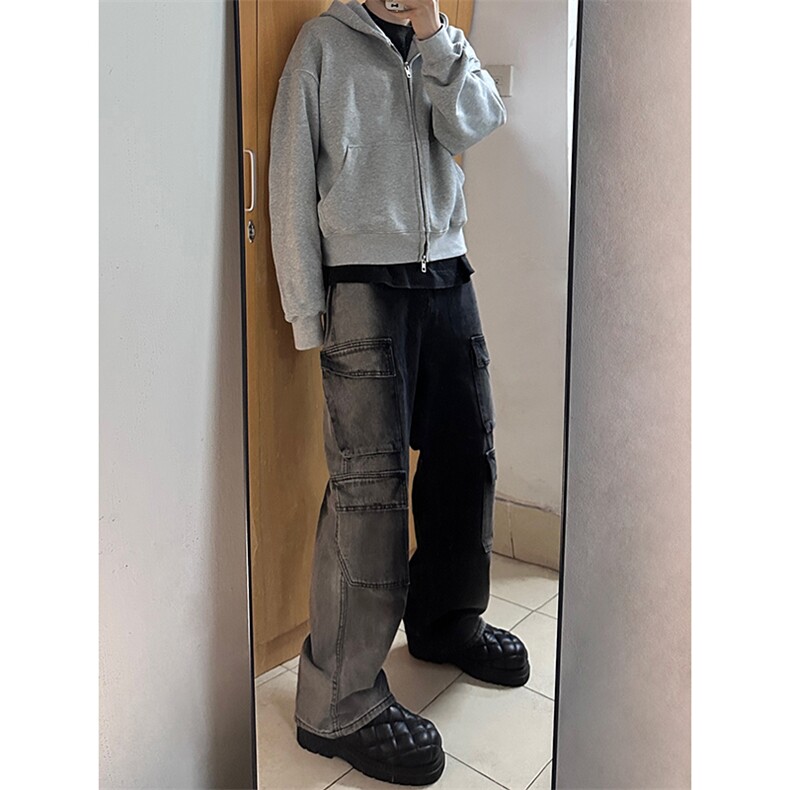 B221 美式ins高街重工艺宽松做旧工装牛仔裤子 LK23143-P80 控108图片