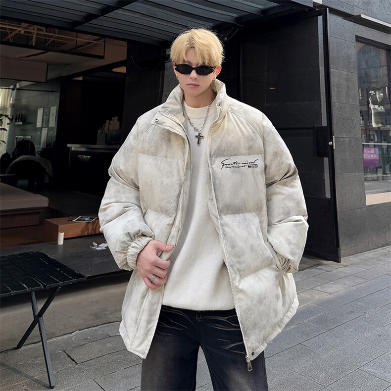 特p100控158冬立领机车棉服情侣棉衣面包扎染服墨染风外套男MY248,男装棉衣,电商B370