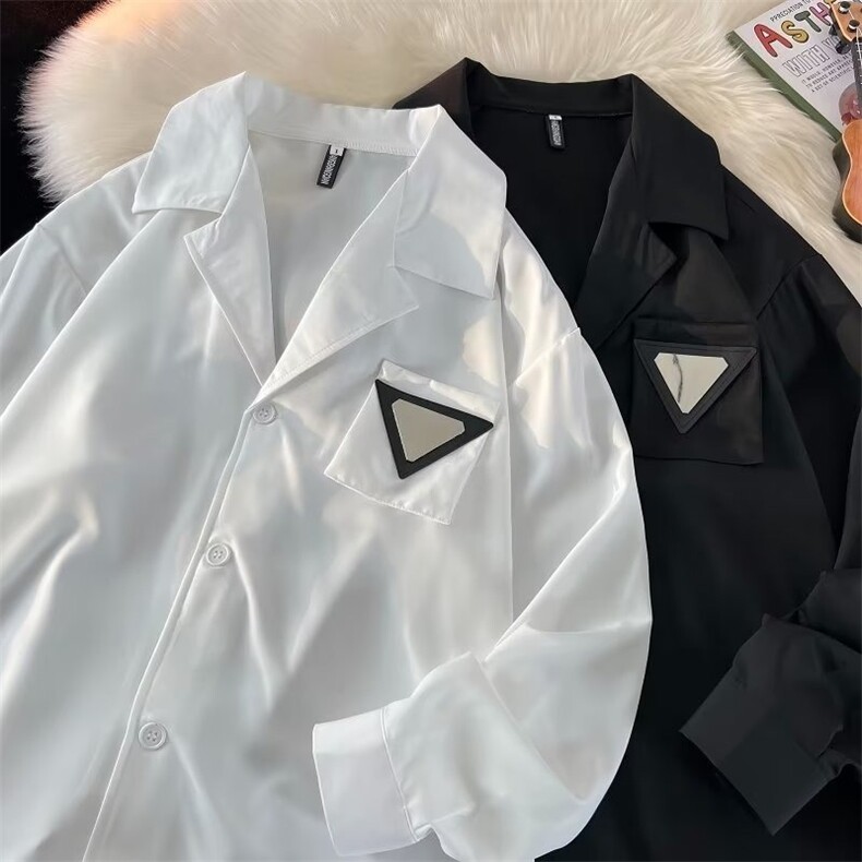 设计古巴领垫肩衬衫男士春秋小众复古痞帅垂感免烫衬衣806/P40,男装衬衫,星座506