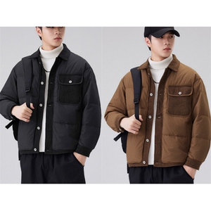 (网图) 90白鸭绒 71-98克 翻领拼接羽绒服保暖   313B-99818-P220图片