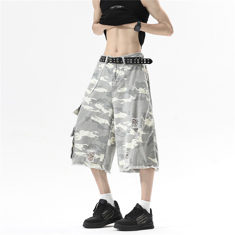 美式高阶夏季工装迷彩舒适短裤情侣七分裤KZ26H007特批45,男装牛仔裤,电商A247