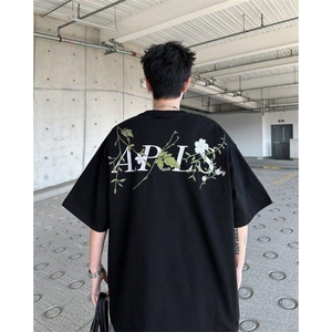 有货 街头短袖T恤男女新中式花卉环形刺绣小众体恤LT58033-p43图片