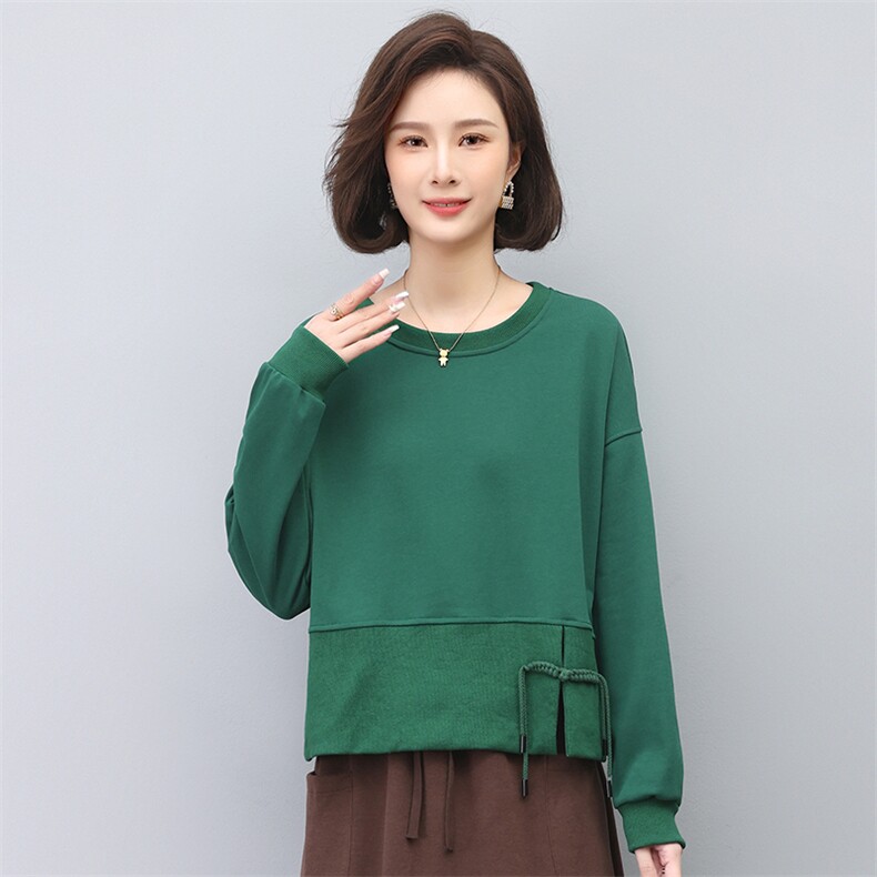 2023春夏舒适简约宽松拼接抽绳上衣，女装衬衫，叶笙衣