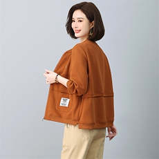 （新款长期有货）妈妈秋装外套宽松休闲开衫棒球服卫衣2024上衣，女装短外套，忆绮罗