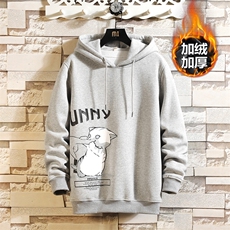 2019冬季新款砖墙日系大码男猫咪印花加绒加厚连帽卫衣W6351-P60，男装卫衣，电商A001