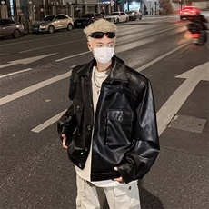 2025秋季新款宽松皮衣皮夹克男休闲百搭外套JK202-P85，男装皮衣，星座1209-2