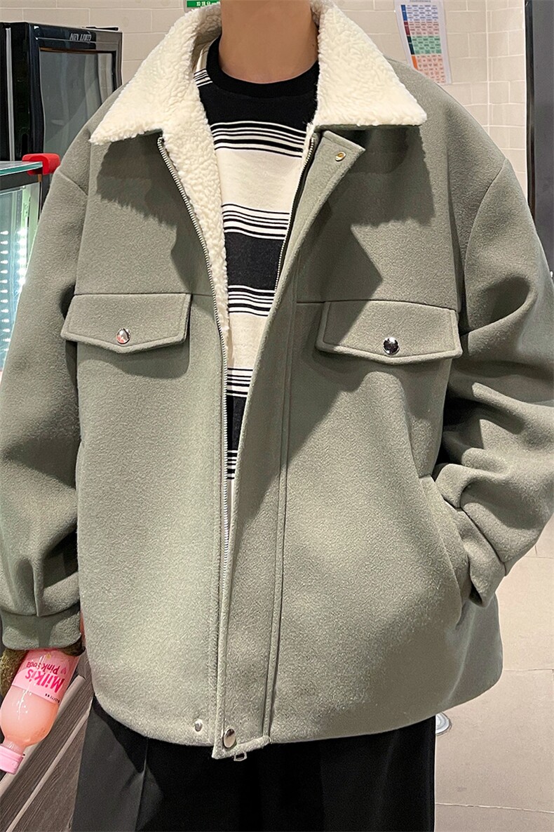 冬季呢料加厚ins港风羊羔毛外套男宽松棉衣棉服棉袄A071-066-P125,男装棉衣,电商A071