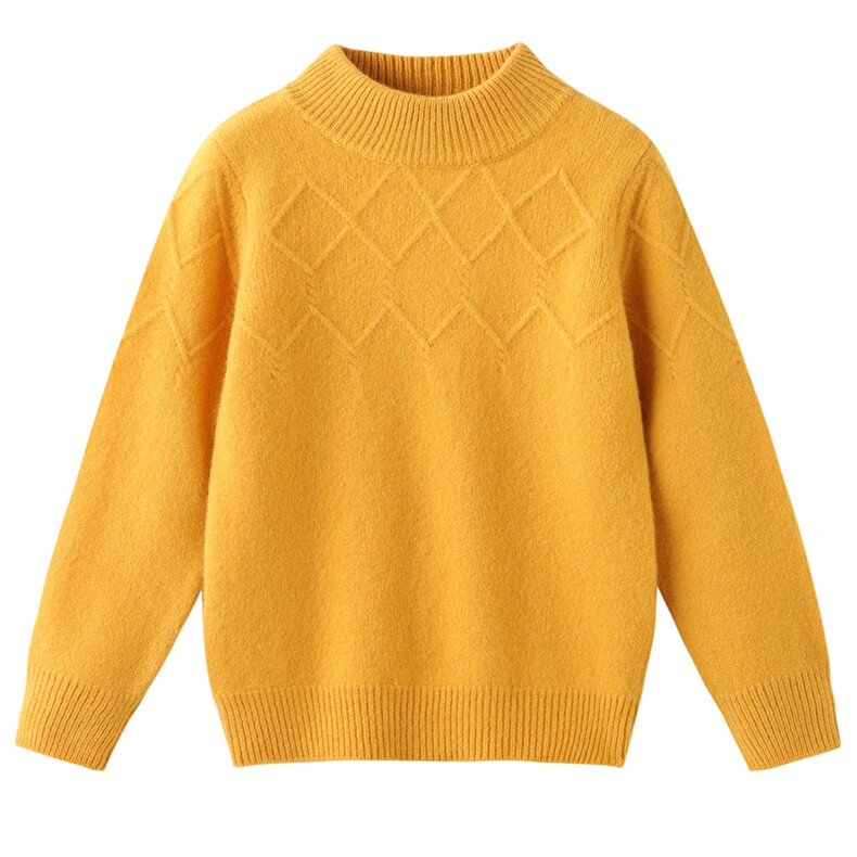 2025年秋季新款加厚菱形半高领针织儿童上衣时尚休闲通勤百搭，童装儿童羊毛衫，暖钟情羊绒