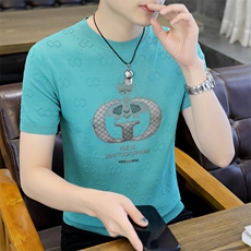 中青年男士短袖t恤时尚休闲夏季2023新款打底衫上衣服圆领体恤男，男装T恤，电商B212（原钱塘6029）