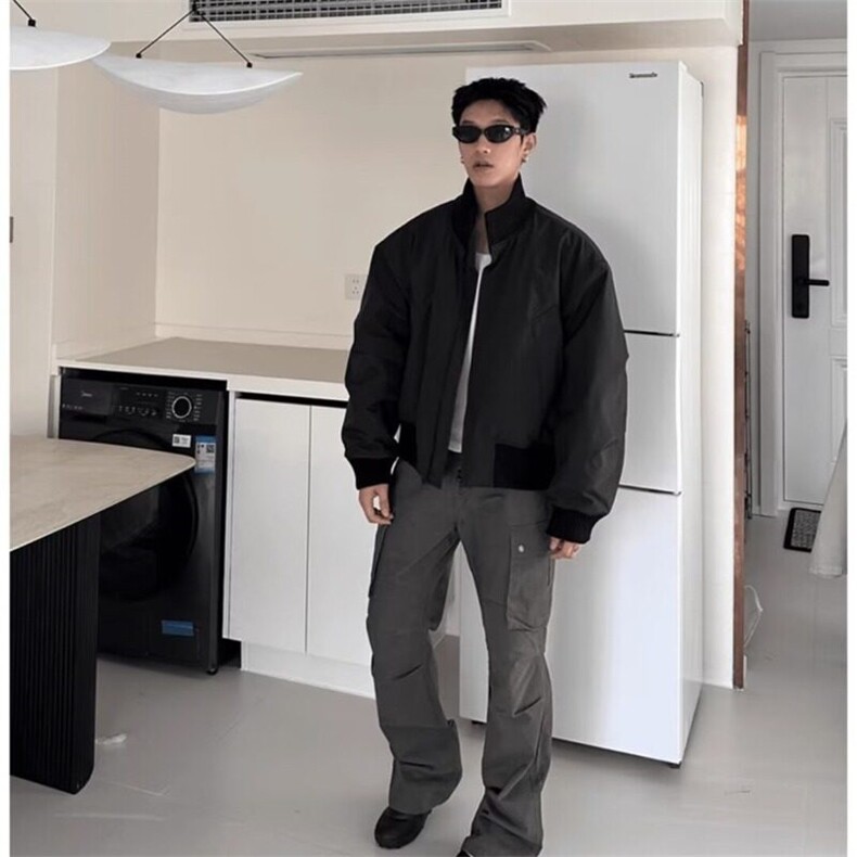 立领棉服男韩版潮流高街痞帅休闲百搭面包服廓形飞行员高级感外套,男装夹克,星座506A