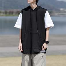 M-8XL特大码冰丝速干连帽背心男篮球运动无袖健身服坎肩TDX315P35，男装T恤，电商D206-1