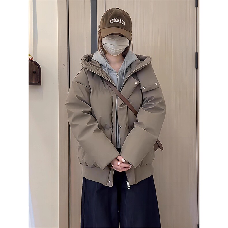 现货5W件冬季三防重磅boxy短款羽绒连帽PU皮棉衣外套防风加厚棉服,男装棉衣,电商A486