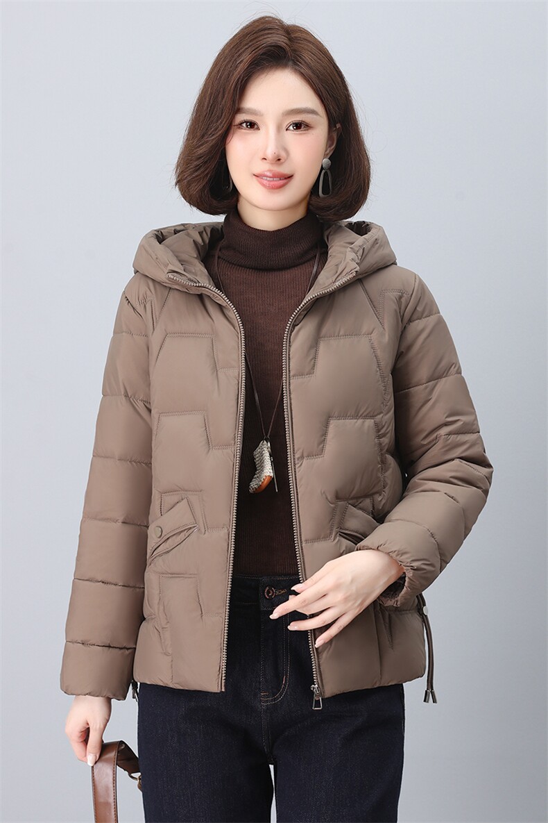 2024年冬季新款时尚棉服休闲连帽插袋羽绒棉棉服,女装棉衣/棉服,依恋蒂丝