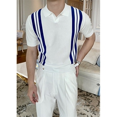网T-2026新品针织毛衣短袖T恤凉感POLO衫T恤条纹打底衫WK04-P35，男装T恤，星座610B-1