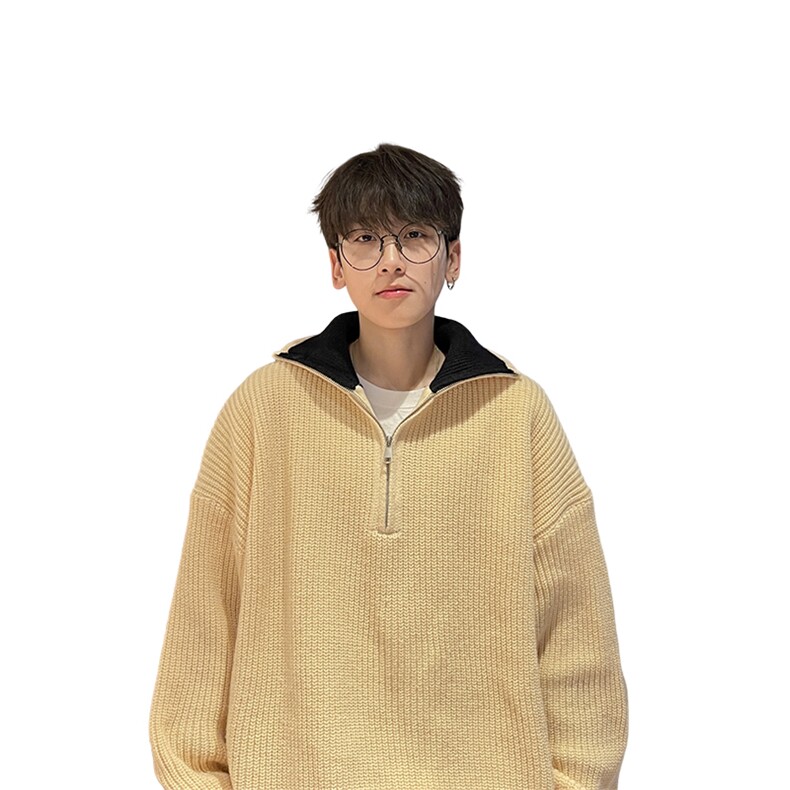 抖音直播！半高领拉链套头针织毛衣男外套男XH13-p55,男装针织衫/毛衣,电商B367
