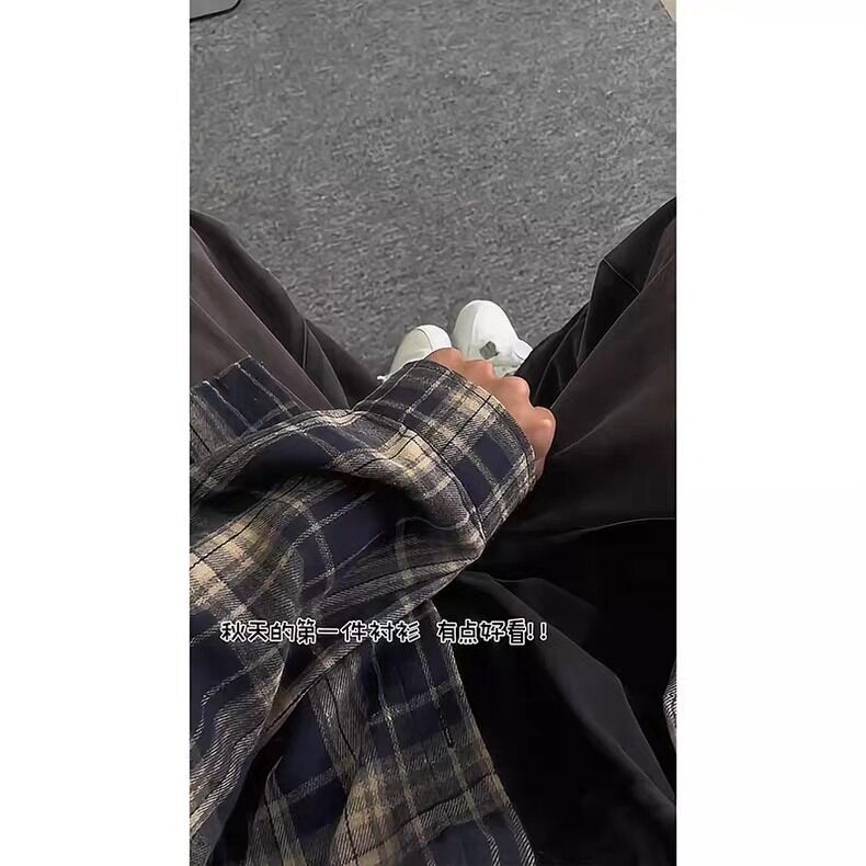 美式复古格子衬衣男士休闲百搭长袖衬衫外套网图CS334-P46,男装衬衫,星座1001-1