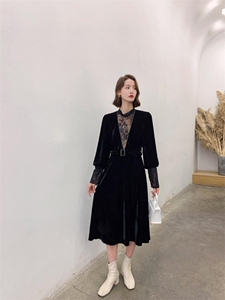 气质蕾丝优雅修身连衣裙,女装连衣裙,荷塘月色