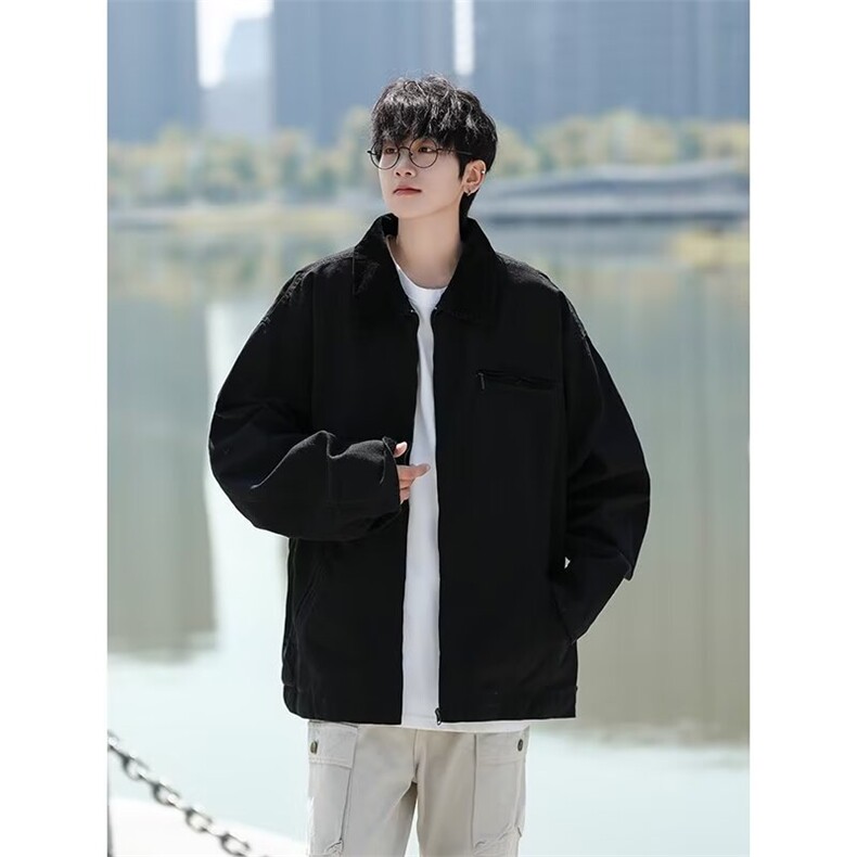 宽松型工装外套男2024春秋新款上衣原色线拉链青少年Y189/P75,男装工装外套,星座506