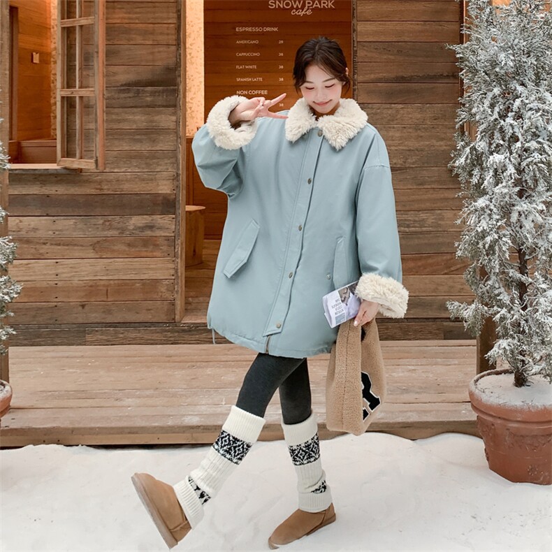 25冬季新品蓝色保暖派克休闲棉服5569-P225-K338,女装派克服,2C305