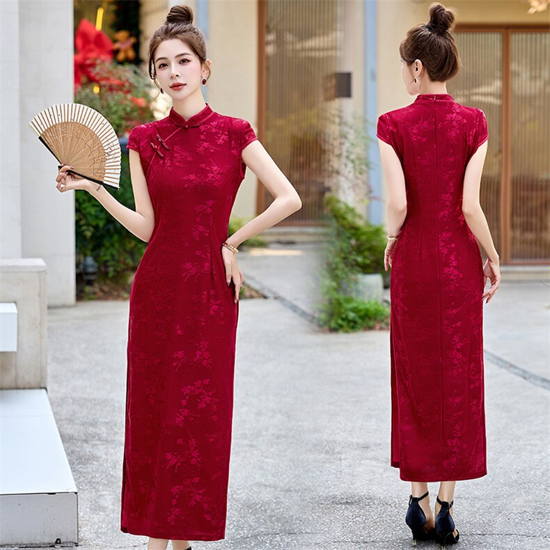 新风中式立领长款修身蕾丝旗袍285P130,女装汉服/婚纱/旗袍/礼服,乐衣轩