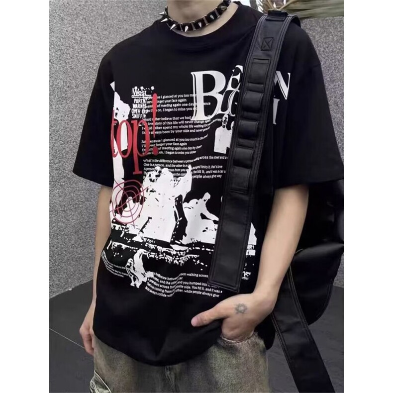 网络图现货！新款印花短袖T恤高街款RBT7070-P45,男装T恤,星座1005-6